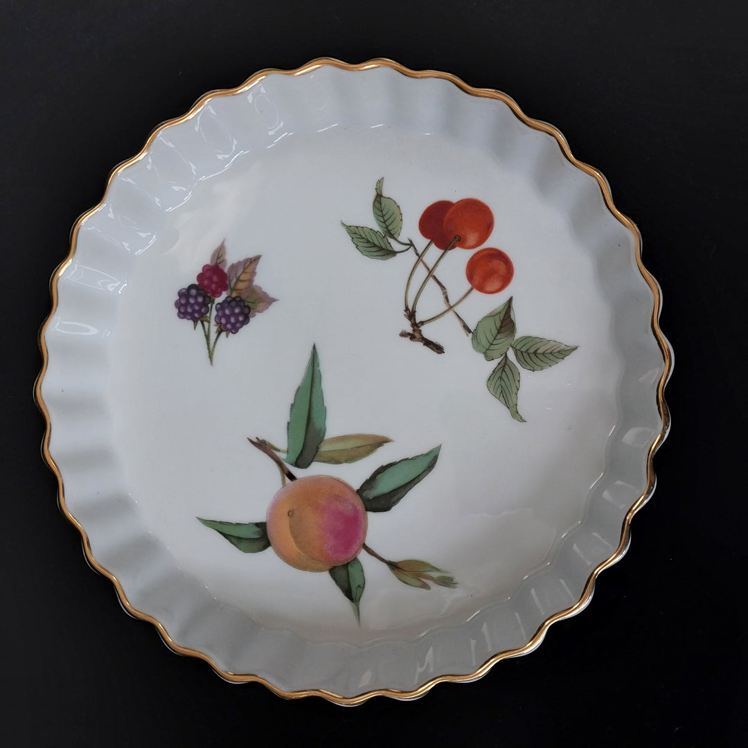 *Royal Worcester Evesham- Gold Rim Quiche Dish- As New*