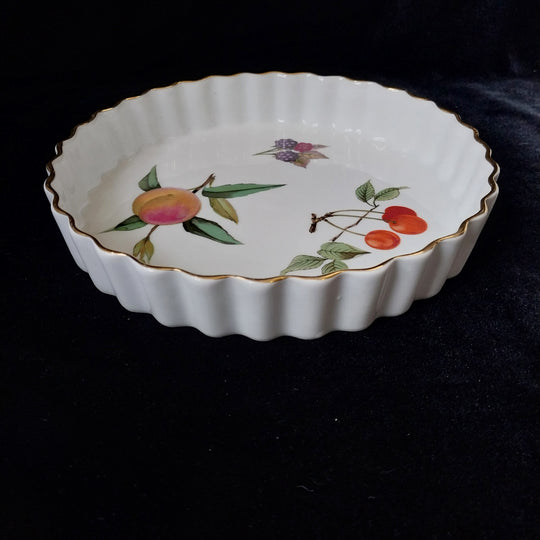 *Royal Worcester Evesham- Gold Rim Quiche Dish- As New*