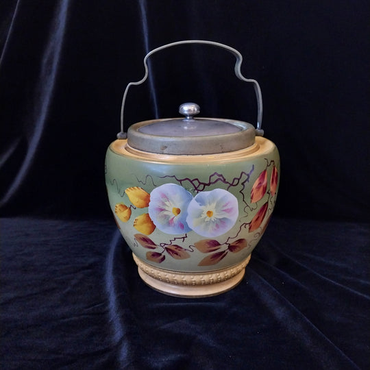 *VTG Wood & Co Staffordshire Hand Painted 15 cm Biscuit Barrel*