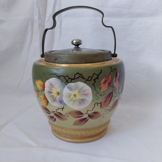 *VTG Wood & Co Staffordshire Hand Painted 15 cm Biscuit Barrel*