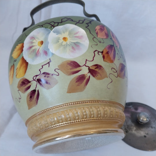 *VTG Wood & Co Staffordshire Hand Painted 15 cm Biscuit Barrel*