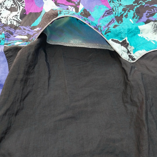 *Asics Tiger Windbreaker/Jacket Size L Vibrant 80s /90s Abstract Pattern*