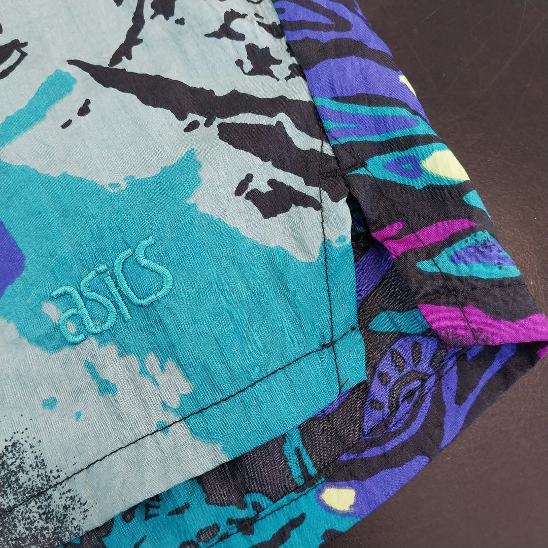 *Asics Tiger Lined Shorts  Size M Vibrant 80s/90s Abstract Pattern*