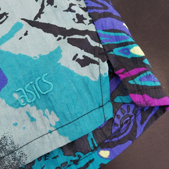 *Asics Tiger Lined Shorts  Size M Vibrant 80s/90s Abstract Pattern*
