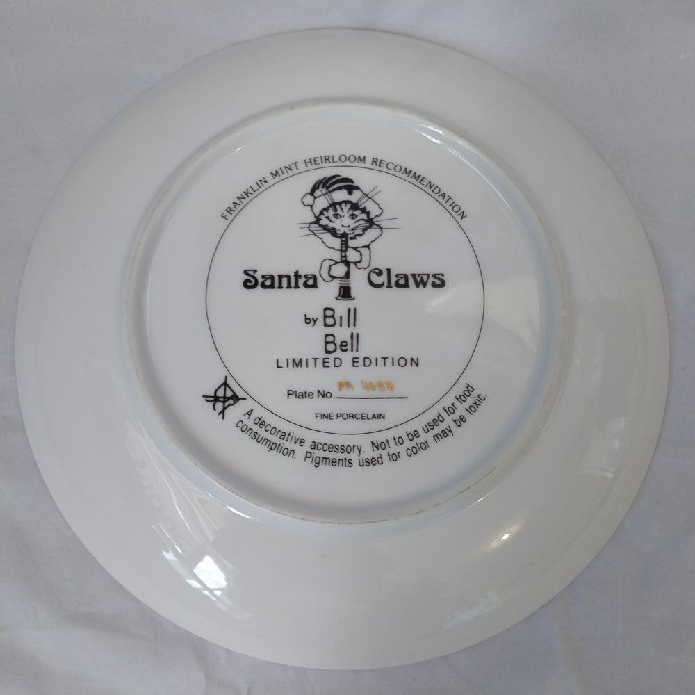*Franklin Mint  Santa Claws (Cat) Plate  Limited Edition *