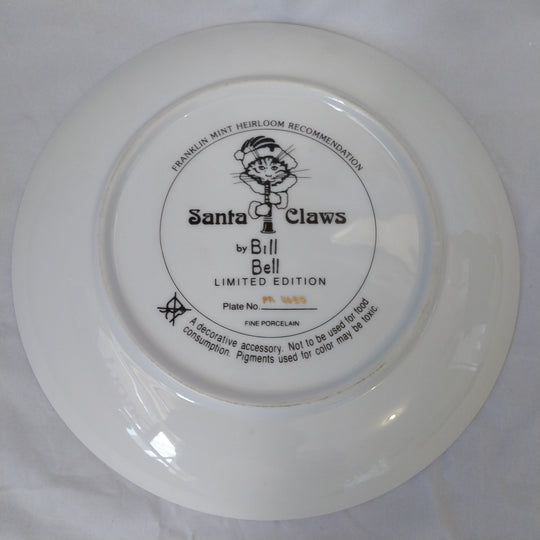 *Franklin Mint  Santa Claws (Cat) Plate  Limited Edition *