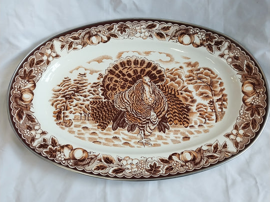 *Thanksgiving / Christmas Large Oval Turkey Platter -Enamelled as New *
