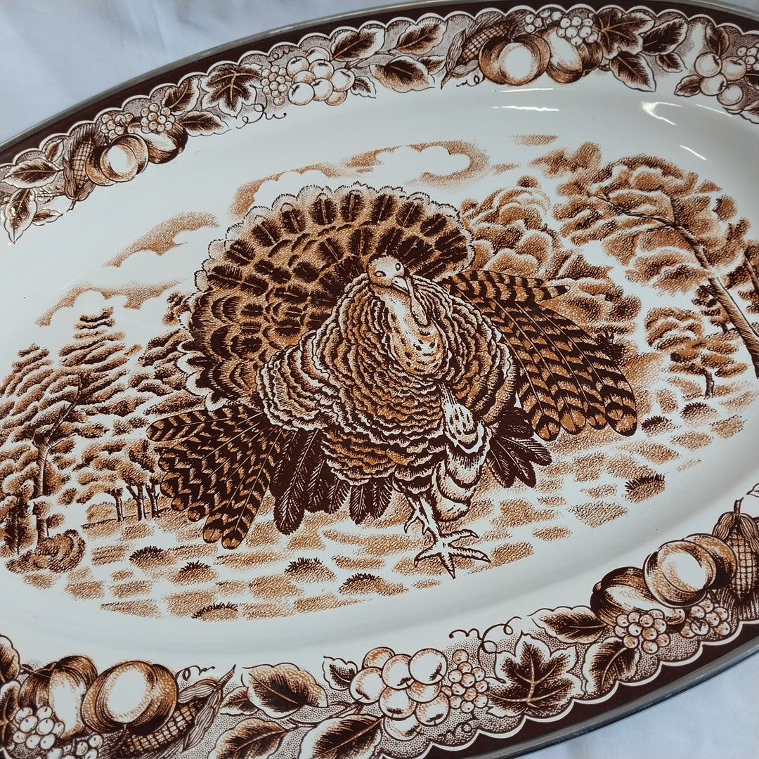 *Thanksgiving / Christmas Large Oval Turkey Platter -Enamelled as New *