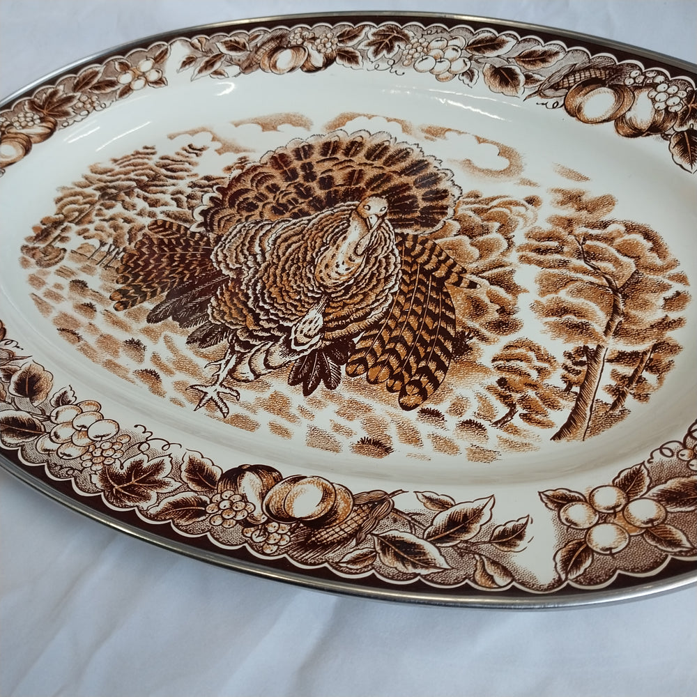 *Thanksgiving / Christmas Large Oval Turkey Platter -Enamelled as New *