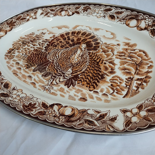 *Thanksgiving / Christmas Large Oval Turkey Platter -Enamelled as New *