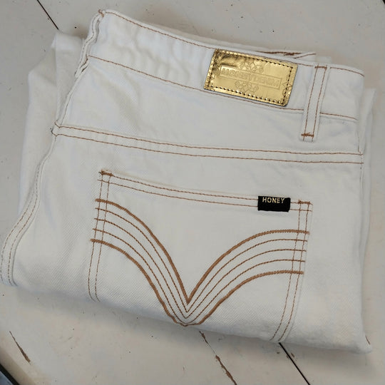 *Augustine -Honey Denim Jeans Womens  Size 14 Off White  100% Cotton*
