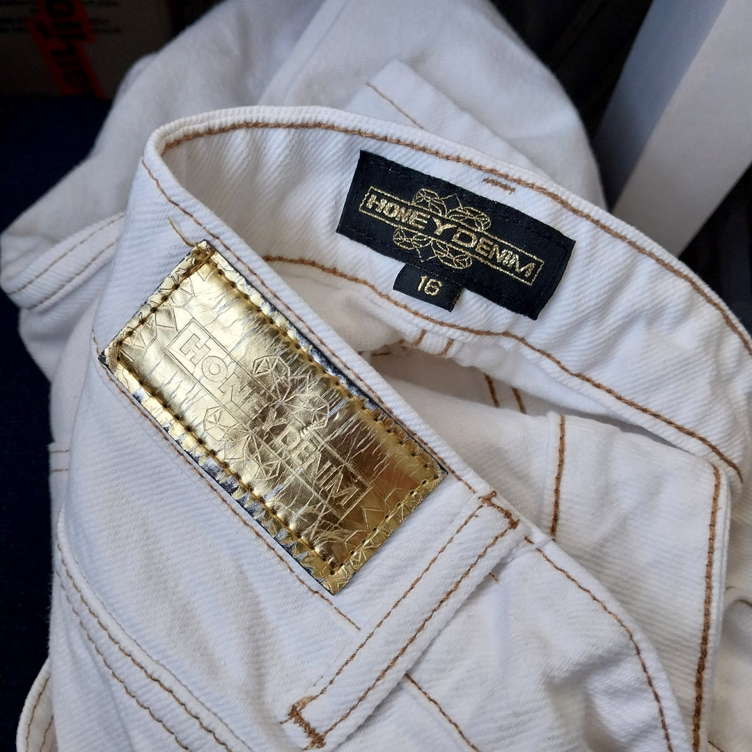 *Augustine -Honey Denim Jeans Womens  Size 16 Off White  100% Cotton*