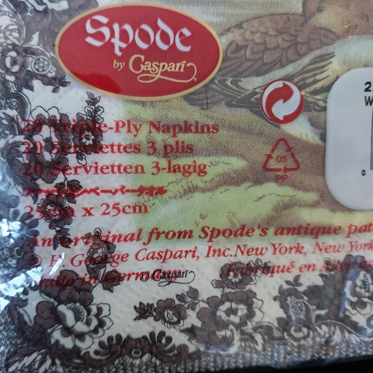 *Spode By Caspari Woodland Napkins- Vintage 20 Pack- Ducks and Pheasants*
