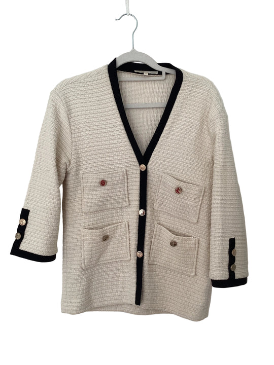 Maje Vega Ecru Tweed Cardigan -size 6/8