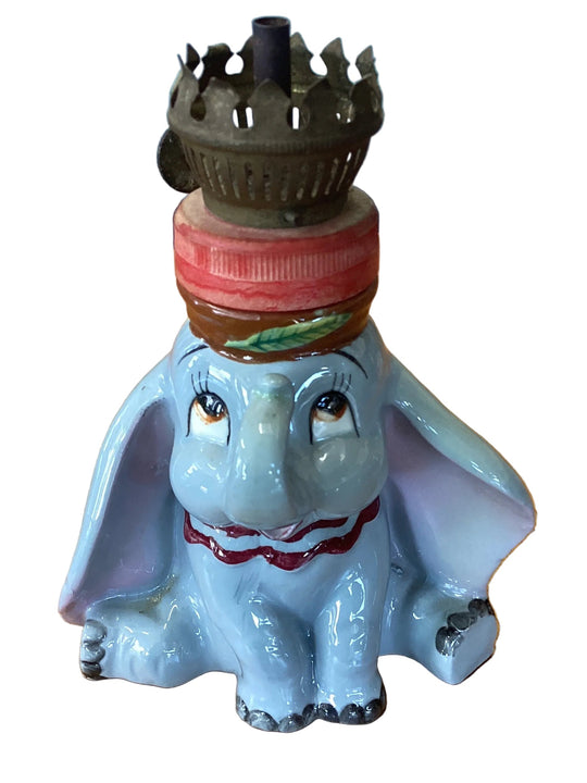 Vintage Disney Ceramic Dumbo Crown Oil Lamp