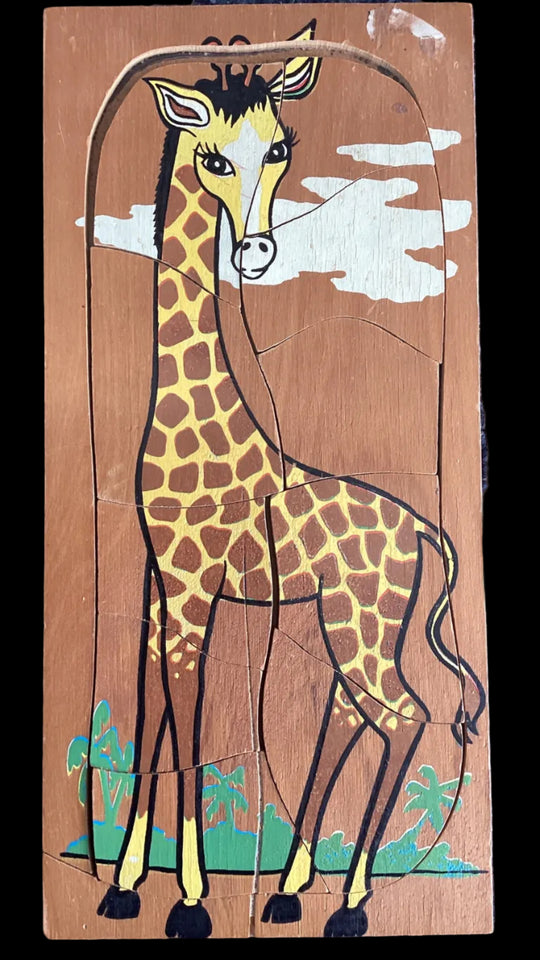 Giraffe Wooden Puzzle -vintage