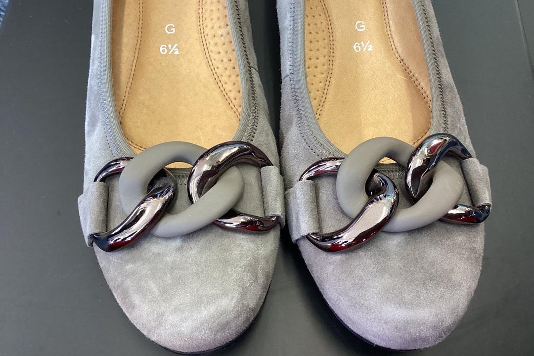 Gabor 'Sabia' Grey Suede Ballet Flats-9