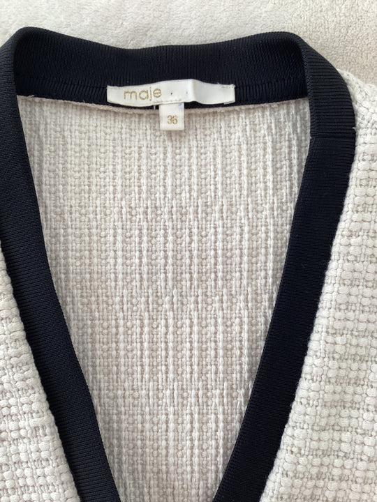 Maje Vega Ecru Tweed Cardigan -size 6/8