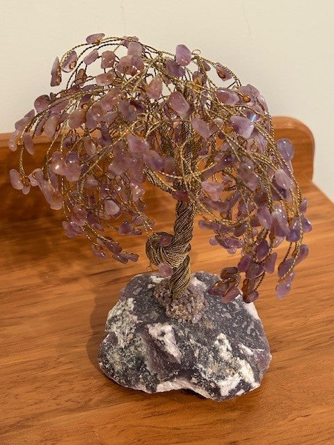 Amethyst Natural Crystal Tumbled Stones Life Tree Ornament