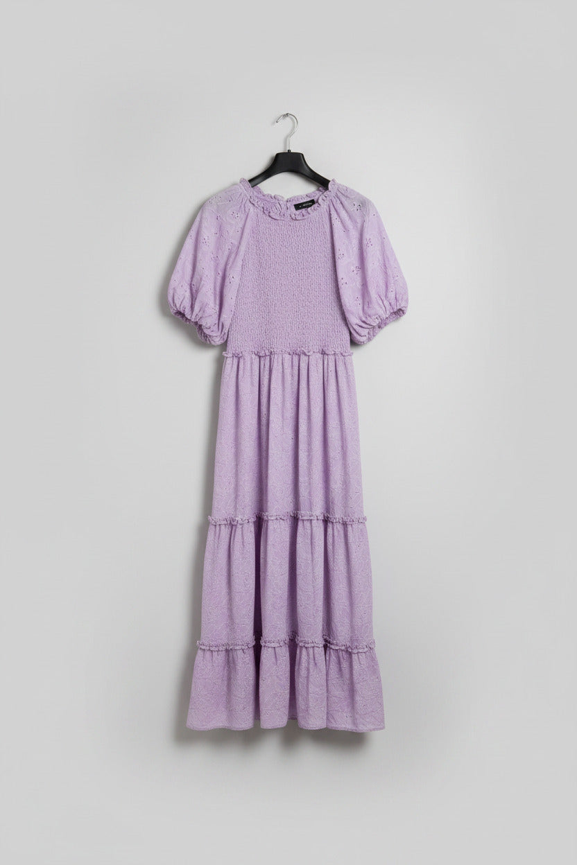 Augustine Smocked Puff Sleeve Midi Dress