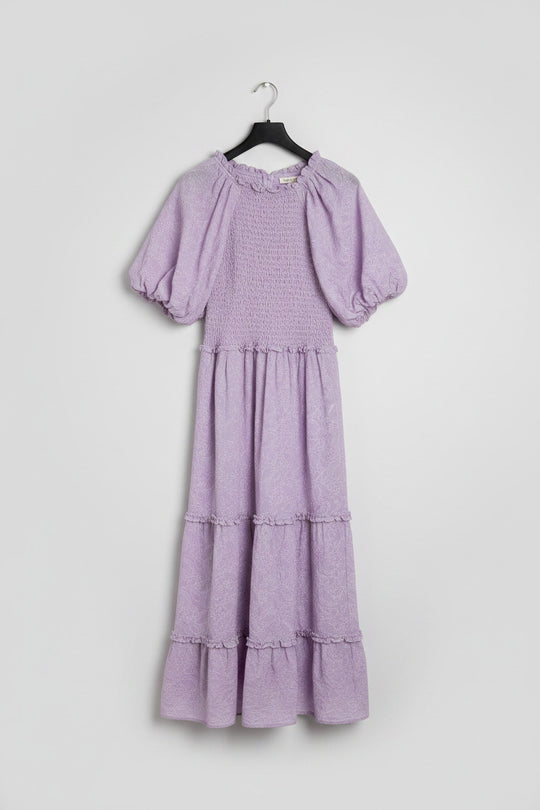 Augustine Smocked Puff Sleeve Midi Dress