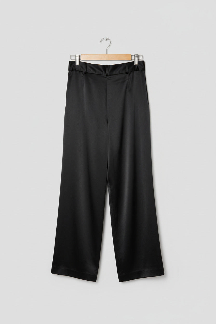 By Rosa Womens Satin Wide Leg Pants