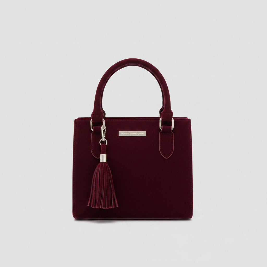 "Colette" Burgundy Velvet Handbag