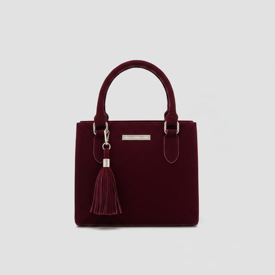 "Colette" Burgundy Velvet Handbag