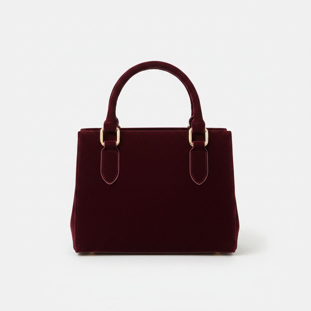 "Colette" Burgundy Velvet Handbag