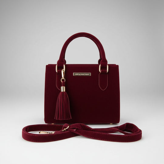 "Colette" Burgundy Velvet Handbag