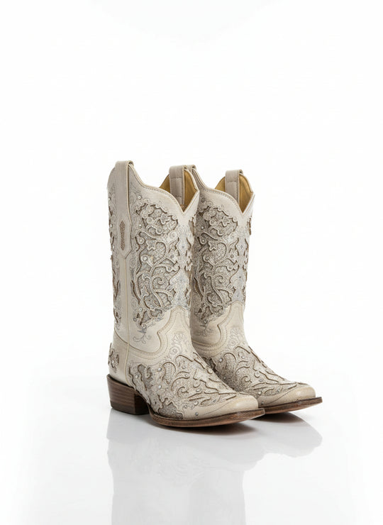 Corral Ladies White Glitter Boots