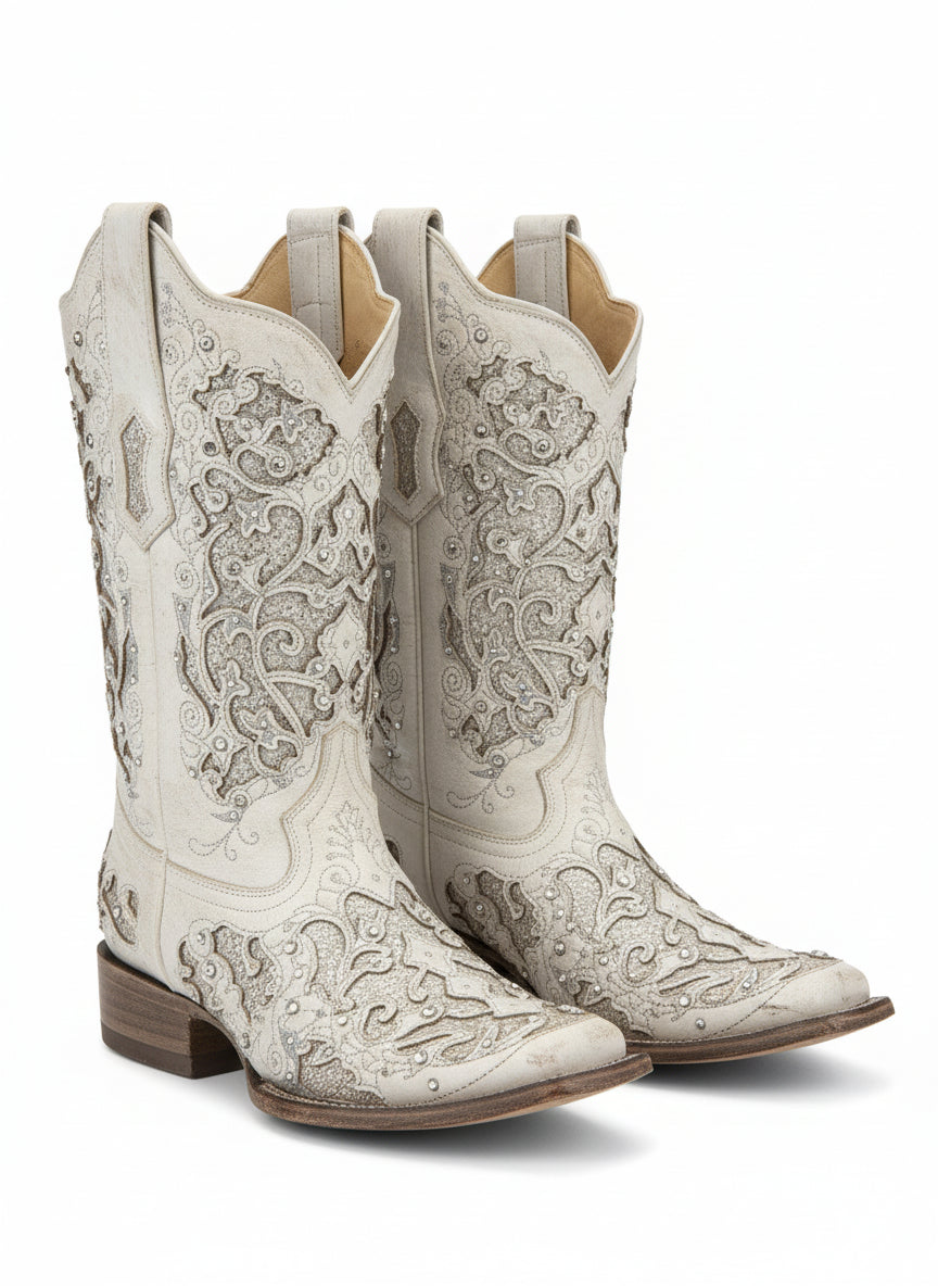 Corral Ladies White Glitter Boots