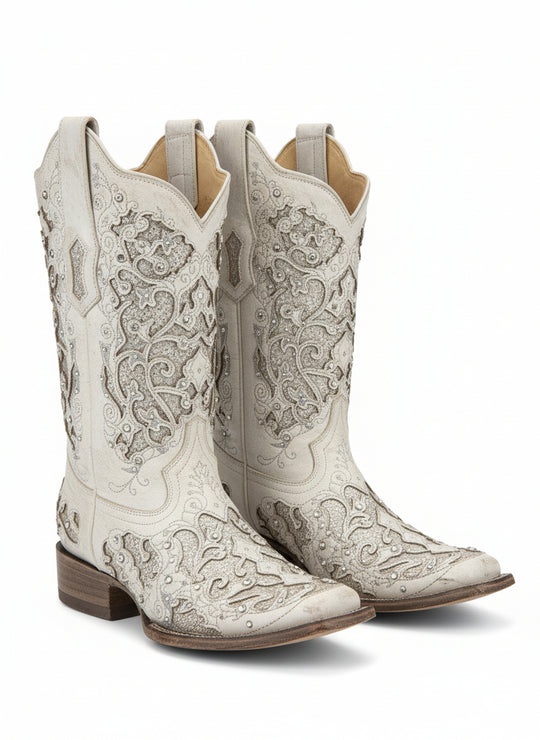 Corral Ladies White Glitter Boots