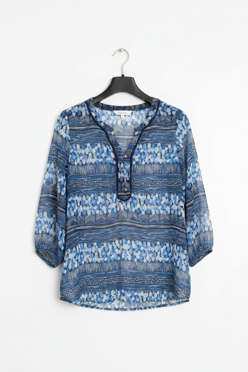 Ella J Blue Patterned Blouse