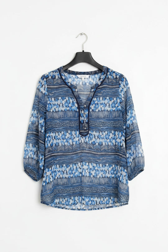 Ella J Blue Patterned Blouse