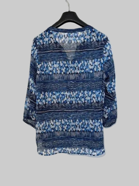 Ella J Blue Patterned Blouse