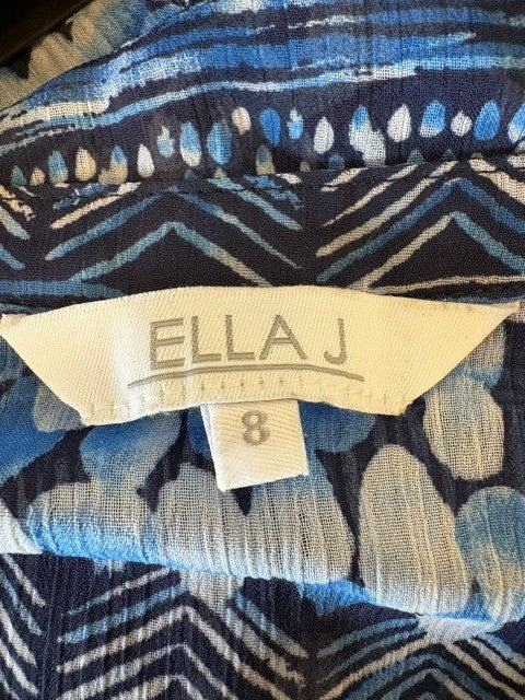 Ella J Blue Patterned Blouse