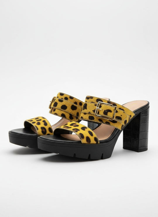 "Hey Monday" Embossed Leopard and Crocodile Print Sandals