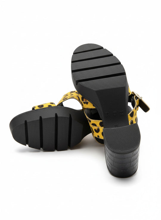 "Hey Monday" Embossed Leopard and Crocodile Print Sandals