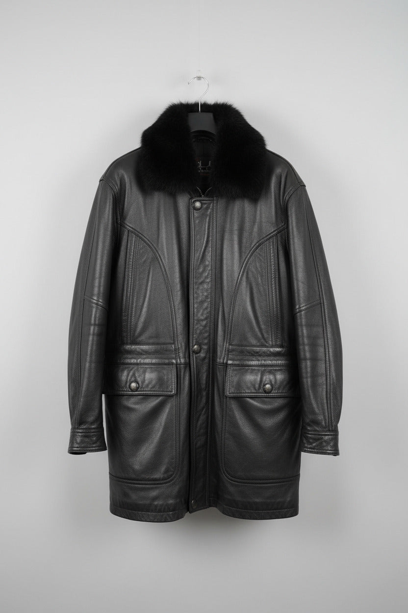 Vintage Mens Leather Parka Jacket