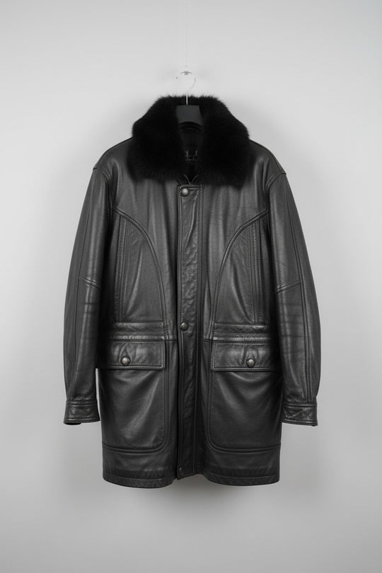 Vintage Mens Leather Parka Jacket