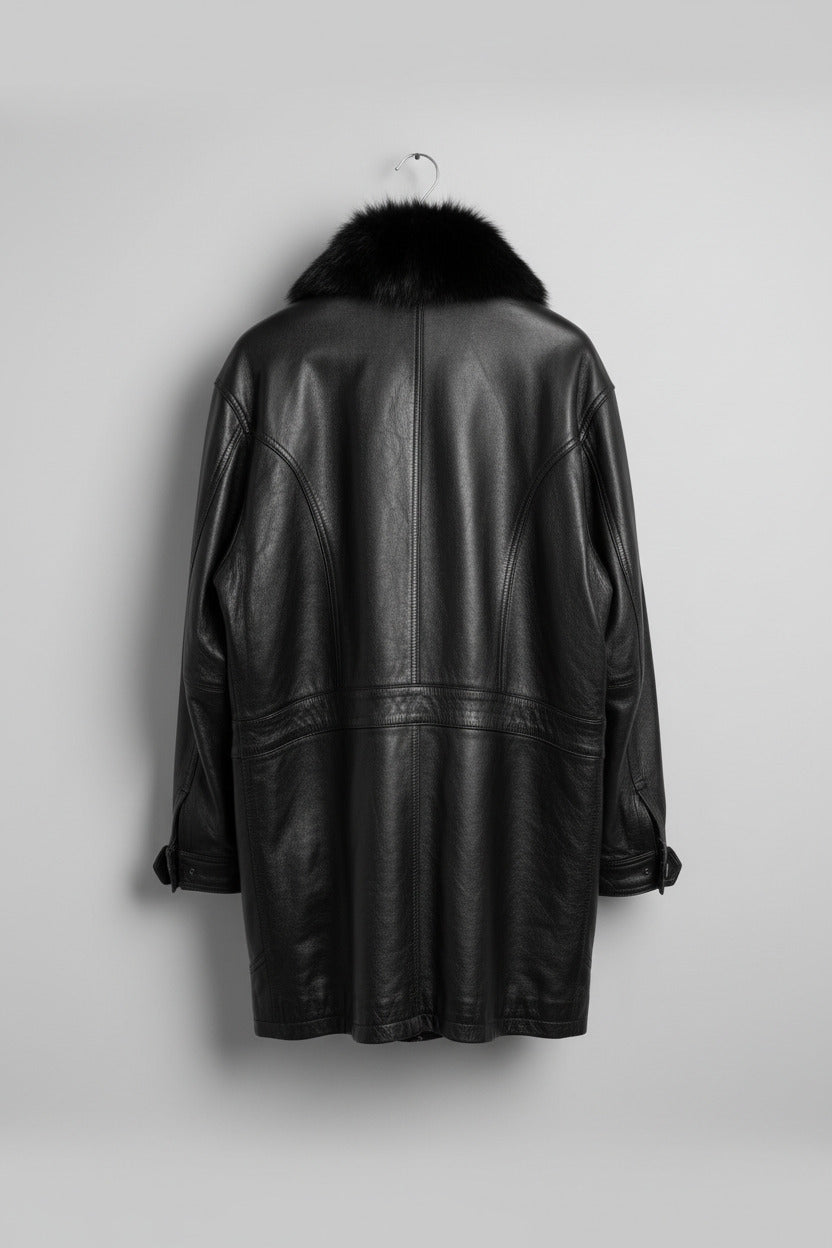 Vintage Mens Leather Parka Jacket