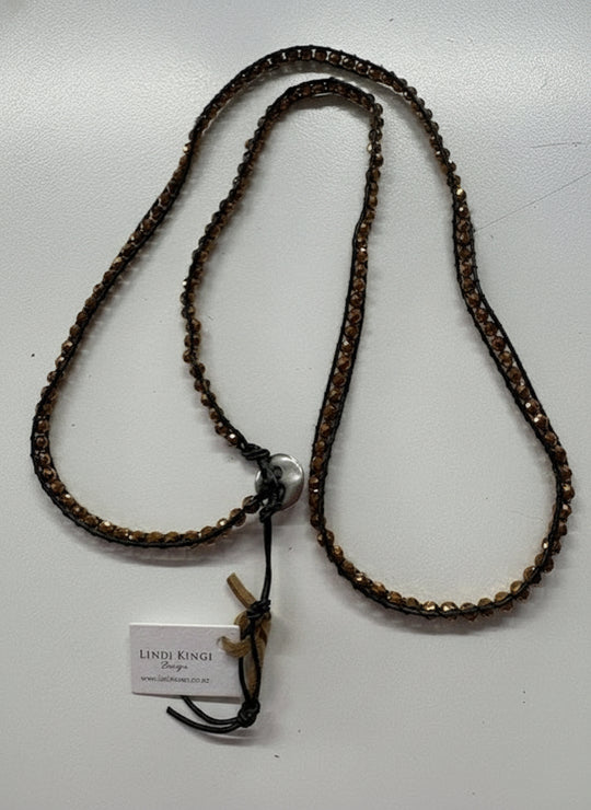 Lindi Kingi beaded leather necklace
