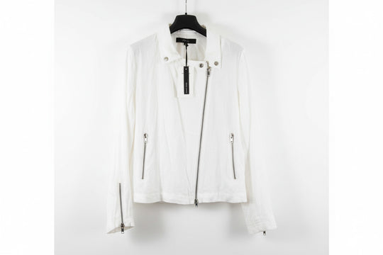 "Max" White Linen Biker Jacket