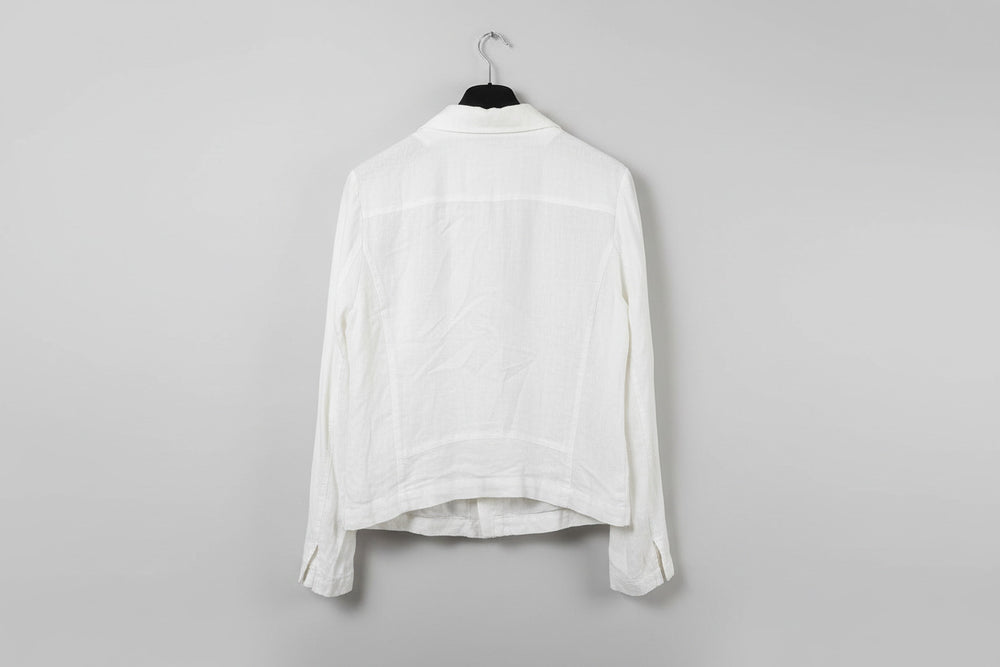 "Max" White Linen Biker Jacket