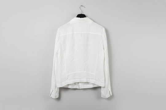 "Max" White Linen Biker Jacket