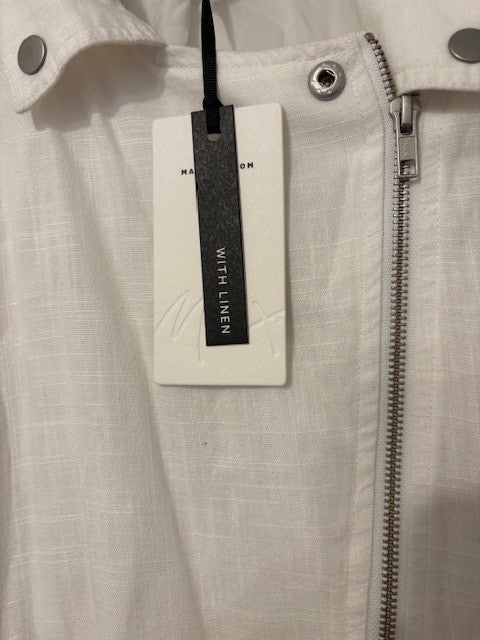 "Max" White Linen Biker Jacket