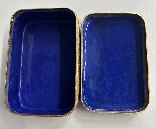 Vintage Russian Brass & Enamel Trinket Box