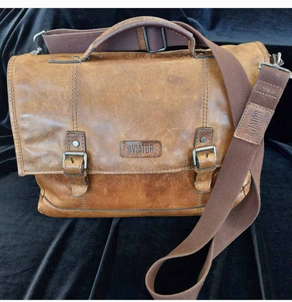 Aviator Vintage Brown Leather Satchel/shoulder bag