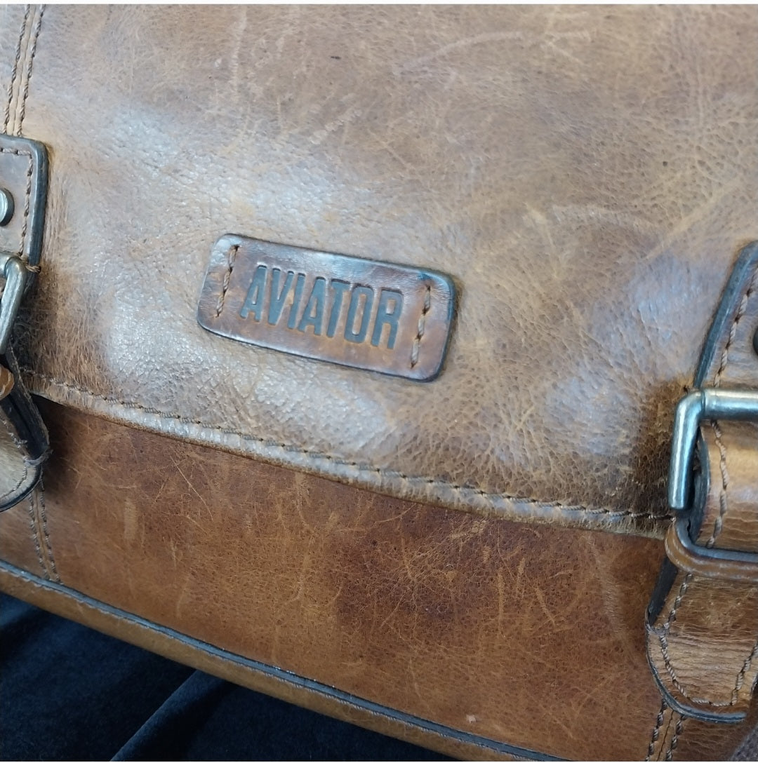 Aviator Vintage Brown Leather Satchel/shoulder bag